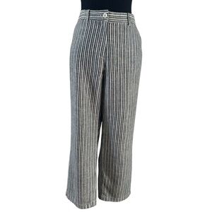 OLSEN Cropped Striped Linen Cotton Blend Pants size 10